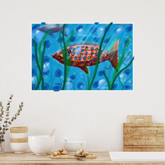 魚釣りのまわりに ポスター (キッチン)