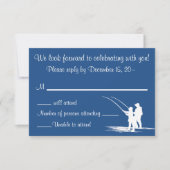 魚釣りのカップルの結婚式招待状の応答RSVPカード 出欠カード (正面)