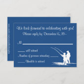 魚釣りのカップルの結婚式招待状の応答RSVPカード 出欠カード (正面/裏面)