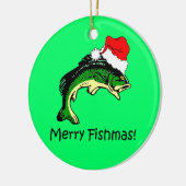 魚釣りのクリスマス セラミックオーナメント (左)