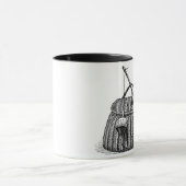 魚釣りのクリールのバスケットおよびギアのマグ マグカップ (中央)