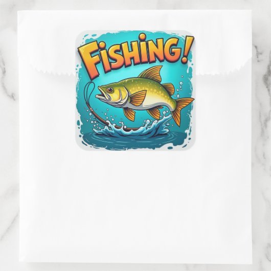 魚釣りのスリル！ スクエアシール (バッグ)