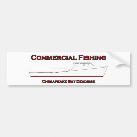 魚釣りのチェサピーク湾のDeadriseの商業ボート バンパーステッカー (正面)