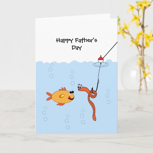 魚釣りのテーマの父の日カード カード (黄色い花)