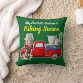 魚釣りのナツクラッカーと小さな赤いトラック クッション (ブランケット)