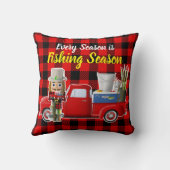 魚釣りのナツクラッカーと小さな赤いトラック クッション (裏面)