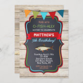 魚釣りのバースデーパーティ招待状 招待状 (正面/裏面)