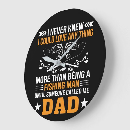 魚釣りのパパは決して愛を何でもより知りませんでした ラージ壁時計 (傾斜)