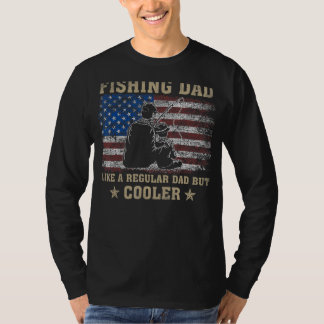 魚釣りのパパ通常のパパが米国クール国旗のように Tシャツ