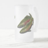 魚釣りのビールのジョッキの銀鮭の漁師ビールガラス フロストグラスビールジョッキ (正面右)