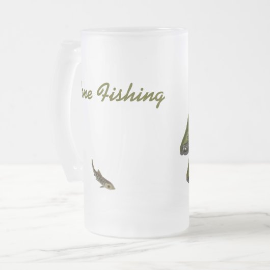 魚釣りのビールのジョッキの銀鮭の漁師ビールガラス フロストグラスビールジョッキ (正面左)