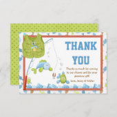 魚釣りのベビーシャワーのサンキューカード サンキューカード (正面/裏面)