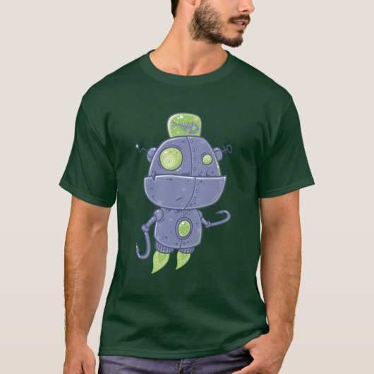 魚釣りのロボット Tシャツ (正面)