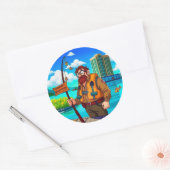 魚釣りの上書き ラウンドシール (封筒)