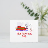 魚釣りの人のボート ポストカード (スタンド正面)