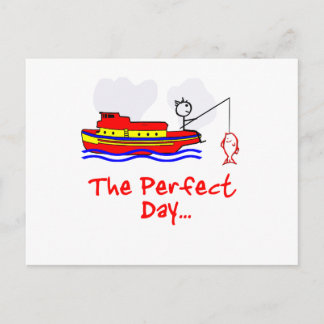 魚釣りの人のボート ポストカード