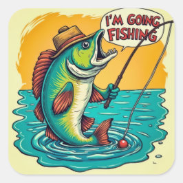 魚釣りの冒険：魚の夢来真 スクエアシール