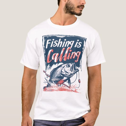 魚釣りの呼び出し Tシャツ (正面)