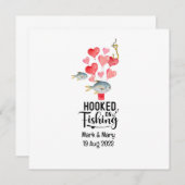 魚釣りの恋人魚釣りの結婚水色に引っ掛かる 招待状 (正面/裏面)