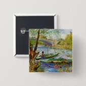 魚釣りの春、ビンセント・ヴァン・ゴッホ(F354) 缶バッジ (正面&裏面)