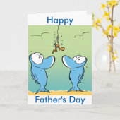 魚釣りの漫画の父の日カード カード (黄色い花)