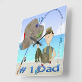 魚釣りの父の日の柱時計 スクエア壁時計 (傾斜)