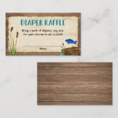 魚釣りの男の子のベビーシャワーのおむつのラッフルカード エンクロージャーカード (正面/裏面)