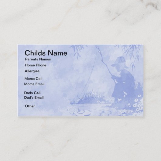 魚釣りの男の子は名刺をからかいます コーリングカード (正面)