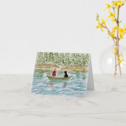 魚釣りの相棒のメッセージカード カード (黄色い花)