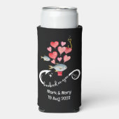 魚釣りの結婚テーマ水の色に引っ掛かる スリム缶クーラー (Seltzer正面)