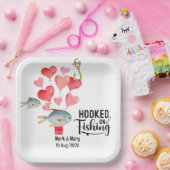 魚釣りの結婚テーマ水の色に引っ掛かる ペーパープレート (パーティー)