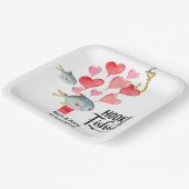 魚釣りの結婚テーマ水の色に引っ掛かる ペーパープレート (傾斜あり)