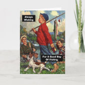 魚釣りの良い日を望む犬との魚釣り カード (正面)