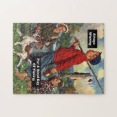 魚釣りの良い日を望む犬との魚釣り ジグソーパズル (横)