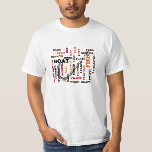 魚釣りの言葉はLtrsのホックの背景を着色しました Tシャツ (正面)