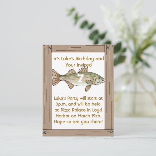 魚釣りの誕生会の男の子の招待状 招待状 (スタンド正面)
