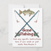 魚釣りの誕生会の男の子の招待状 招待状 (裏面)