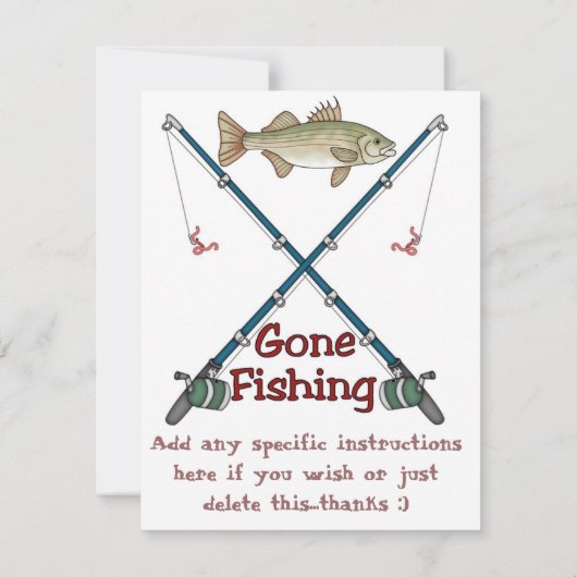 魚釣りの誕生会の男の子の招待状 招待状 (裏面)