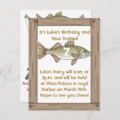 魚釣りの誕生会の男の子の招待状 招待状 (正面/裏面)