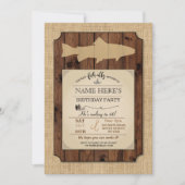 魚釣りの誕生会の素朴な木製の魚の棒の招待 招待状 (正面)