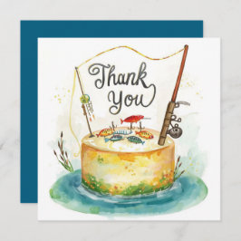 魚釣りの誕生日をテーマにしたおもしろい サンキューカード