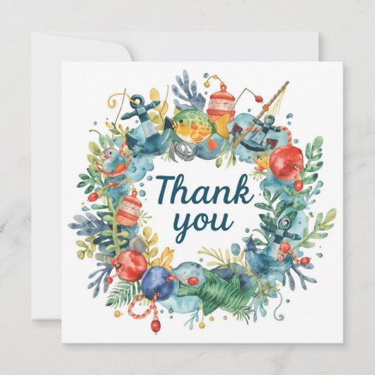 魚釣りの誕生日をテーマにしたおもしろい サンキューカード (正面)