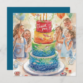 魚釣りの誕生日をテーマにしたおもしろい サンキューカード