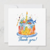 魚釣りの誕生日をテーマにしたおもしろい サンキューカード (正面)