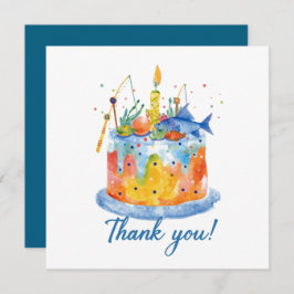 魚釣りの誕生日をテーマにしたおもしろい サンキューカード