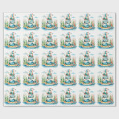 魚釣りの誕生日(ケーキあり) ラッピングペーパー (フラット)