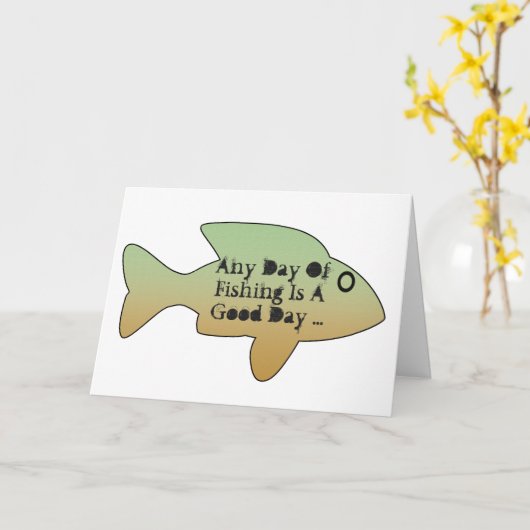 魚釣りの誕生日、大きな魚が前にいる。 カード (黄色い花)