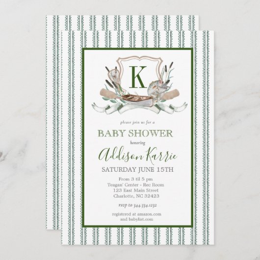 魚釣りの赤ちゃんシャワーの招待 招待状 (正面/裏面)