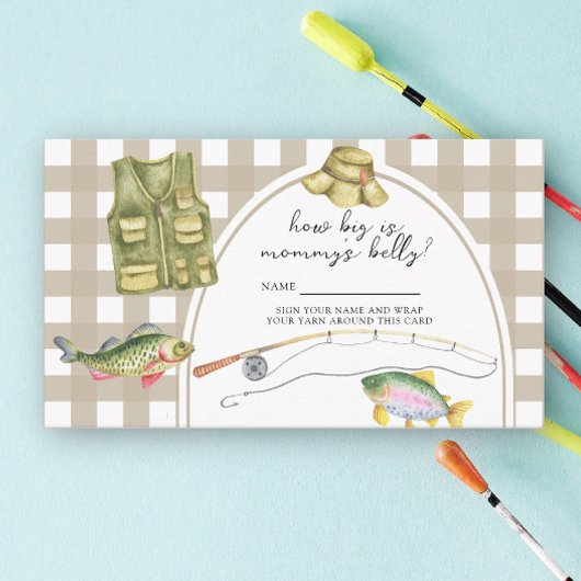 魚釣りの赤ちゃんシャワー – ママのお腹の大きさ エンクロージャーカード