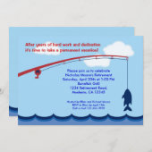 魚釣りの退職のパーティの招待状 招待状 (正面/裏面)